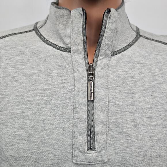 Tommy Bahama Reversible 1/2 Half Zip Sweatshirt Sweater Men XL Gray - Picture 7 of 12